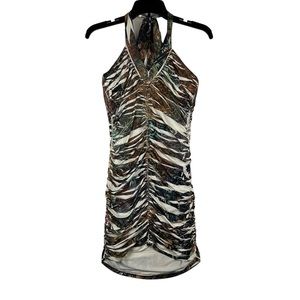 Juju & B Mini Dress Womens Size L Paisley Brown Green White